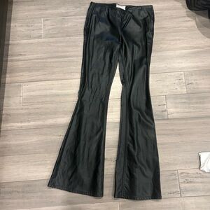 Free People Black Leather Flare Pants